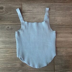 Soft Light Blue Ribbed Cropped Sweater Tank,‎ Small, Soft Girl, Y2K Aesthetic